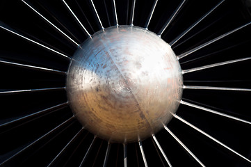 Image showing Jet turbine engine centered view