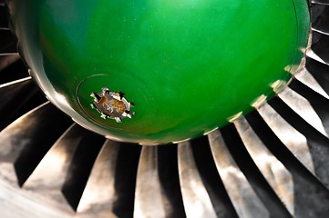 Image showing Closeup of a jet turbine engine
