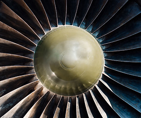 Image showing Closeup of a jet turbine engine