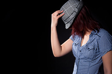 Image showing Portrait of beautiful dancing girl in hat