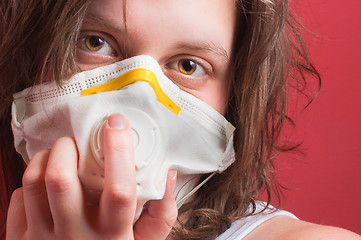 Image showing girl wearing protective mask