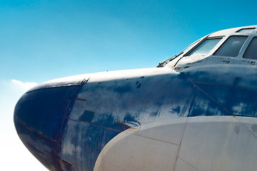 Image showing Close up view of a vintage propeller airplane