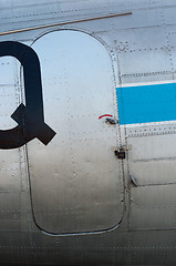 Image showing Closeup of an old airplane door