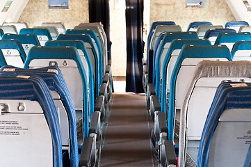 Image showing Old seats of an annuated airplane