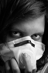 Image showing Closeup of a girl with protective mask