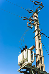 Image showing Power line against blue sky