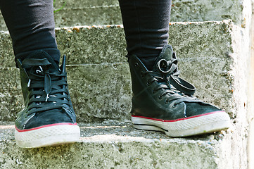 Image showing Retro shoes on stairs