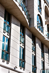 Image showing Modern apartman with blue windows