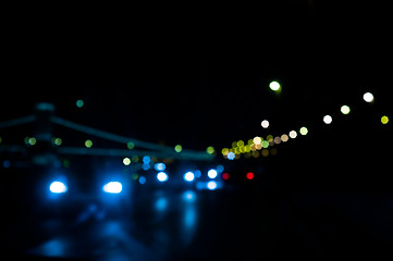 Image showing Out of focus lights of traffic and city at night 