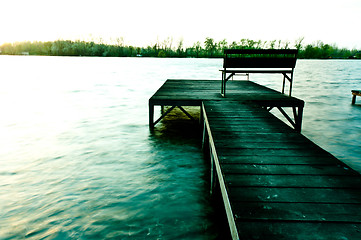 Image showing A pier on the shore in cold color