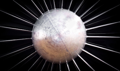 Image showing Jet turbine engine closeup