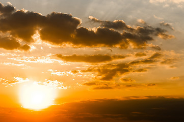 Image showing Scenic orange sunset sky background