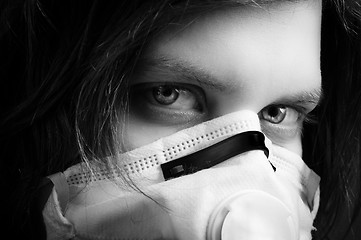Image showing Girl wearing protective mask