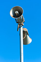 Image showing loudspeaker against blue sky