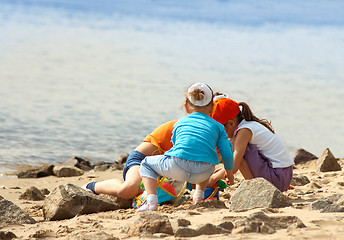 Image showing Children playing on the beach