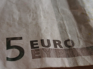 Image showing closeup of a five euro note