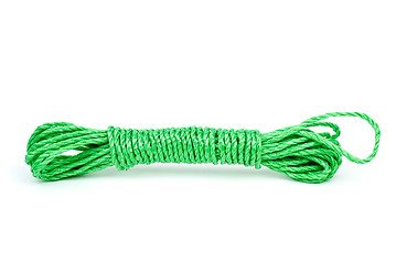 Image showing Green plastic rope reeling