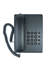 Image showing Black office phone with handset on-hook