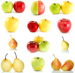 Image showing Set of different apples and pears