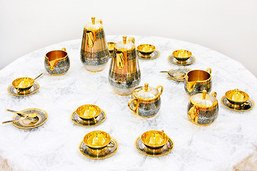 Image showing Golden tea set