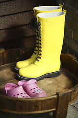 Image showing Wellies yellow