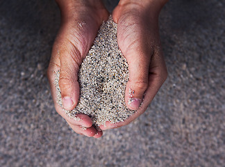 Image showing Hands holding sand