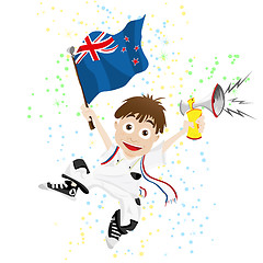 Image showing New Zealand Sport Fan with Flag and Horn