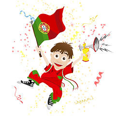 Image showing Portugal Sport Fan with Flag and Horn