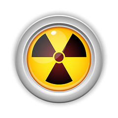 Image showing Radioactive Danger Yellow Button. Caution Radiation