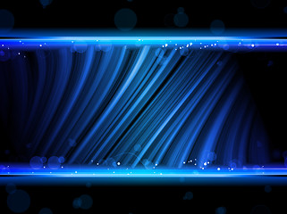 Image showing Disco Abstract Blue Waves on Black Background