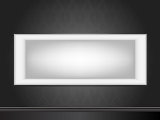 Image showing White frame on wall with seamless black wallpaper