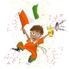 Image showing Ivory Coast Sport Fan with Flag and Horn