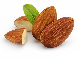 Image showing Almonds kernel with leaves