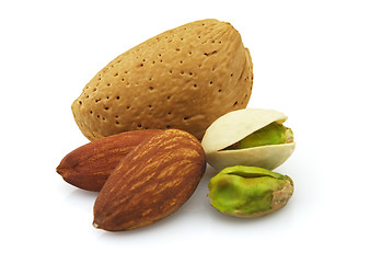 Image showing Almonds and pistachio