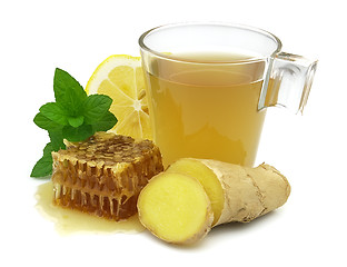 Image showing Ginger tea with honey and lemon