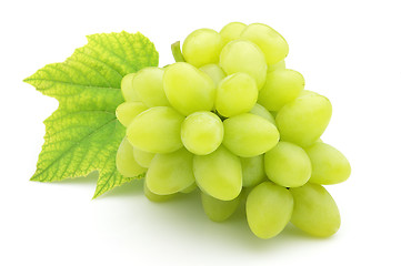 Image showing Ripe grapes with leaves