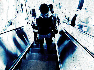 Image showing Grunge escalator