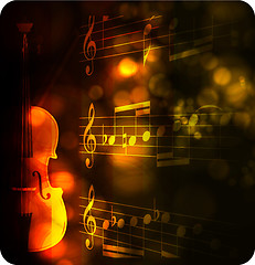 Image showing vintage violin silhouette with note