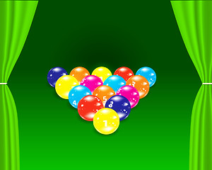 Image showing Billiards balls on the green table 