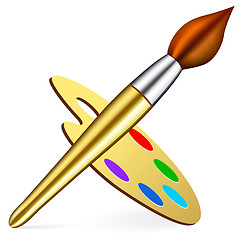 Image showing Vector artist's palette and brush 
