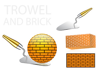 Image showing trowel and bricks 