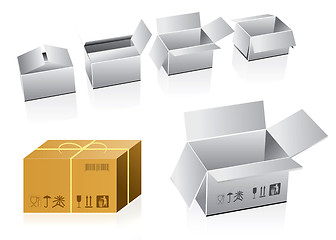 Image showing set of vector cardboard boxes 