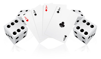 Image showing Playing cards with dices