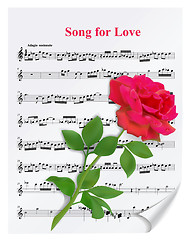 Image showing Red rose on notesheet