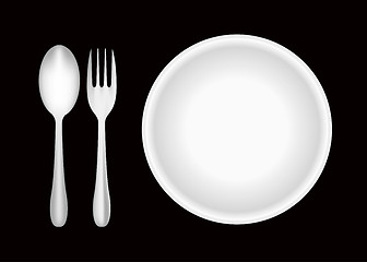 Image showing Plate, fork, and spoon 