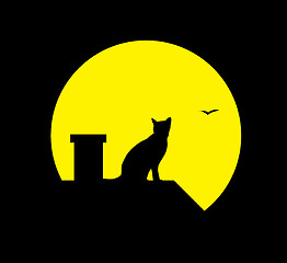 Image showing cat at the moon 