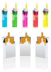 Image showing Vector cigarettes and cigarette lighter