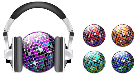 Image showing Vector discoball with headphones