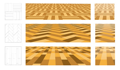 Image showing Parquet in perspective plane. Set of vector illustrations