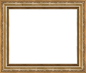 Image showing Antique rustic golden picture frame isolated